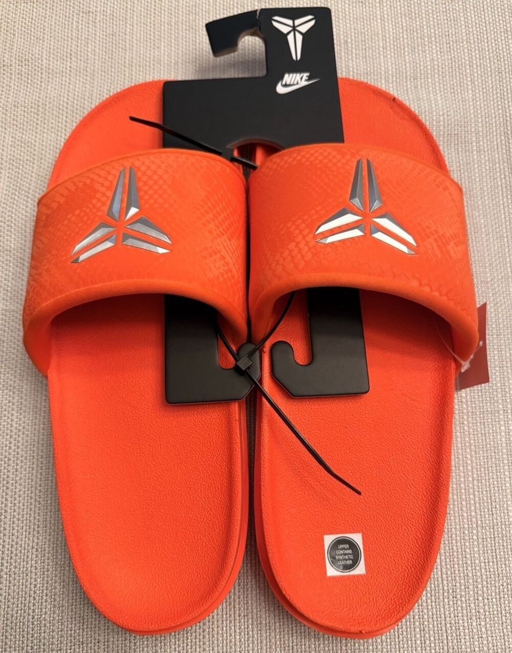 Nike Kobe Offcourt Slide Safety Orange Silver Mens 11 New